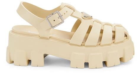 prada sandals rubber|Prada rubber cage platform sandals.